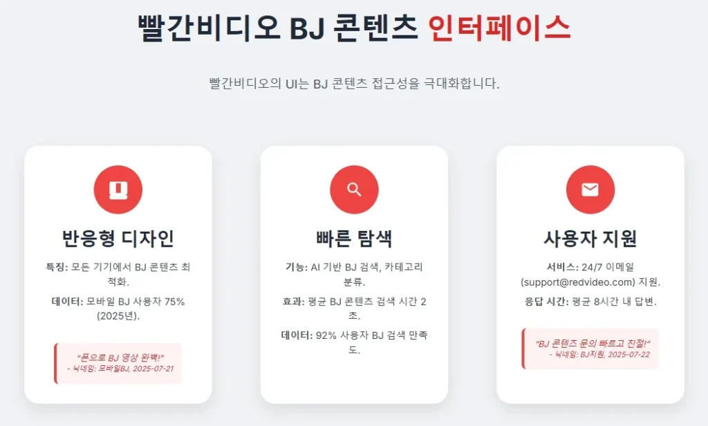 빨간비디오 BJ 콘텐츠 인터페이스