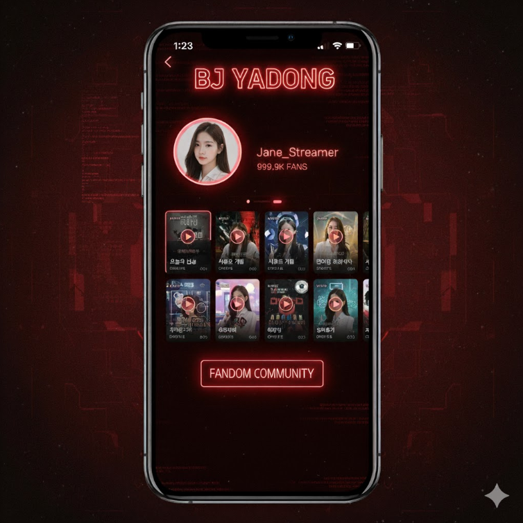 BJ야동 플랫폼의 BJ 프로필 페이지. BJ야동 플랫폼의 BJ 프로필 페이지.